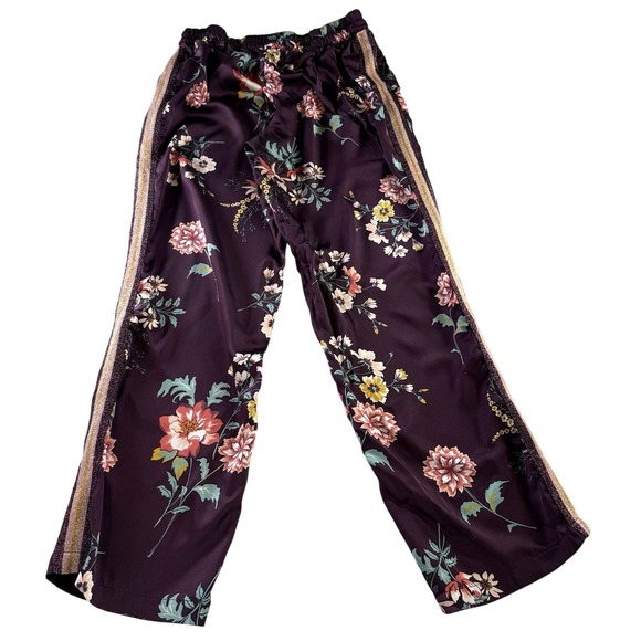 Secret Treasures Other - Floral Purple Lounge Pants With Metallic Track Stripe Pockets Size Medium